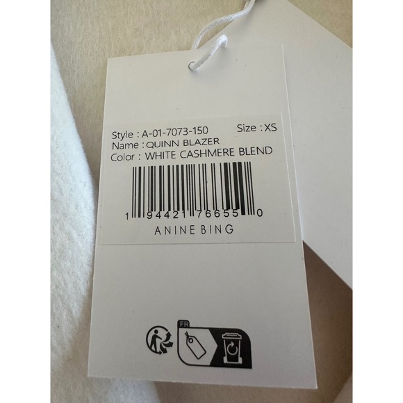 ANINE BING Quinn Blazer White Cashmere Blend - Women's XS - MSRP $650 - Picture 4 of 13
